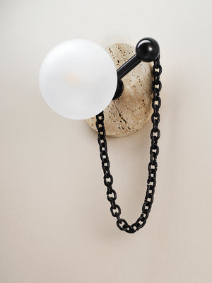 Alla Wall Sconce (Travertine, Dark Bronze Enamel)