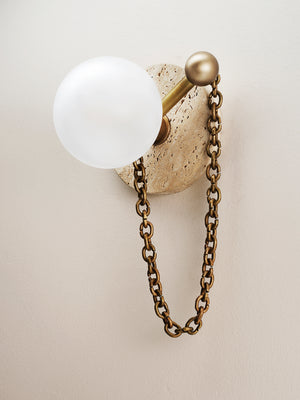 Alla Wall Sconce (Travertine, Natural Brass)