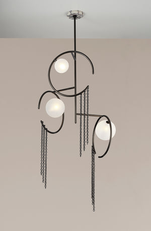 Mitzah Chandelier (Calacatta Marble, Dark Bronze Enamel)