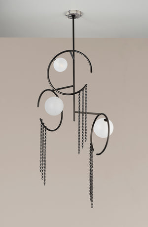 Mitzah Chandelier (Calacatta Marble, Dark Bronze Enamel)