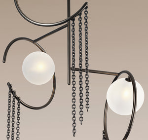 Mitzah Chandelier (Calacatta Marble, Dark Bronze Enamel)