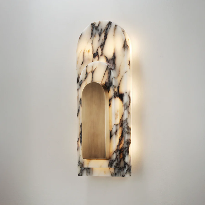 Staten Island Sconce (Calacatta Marble, Natural Brass)