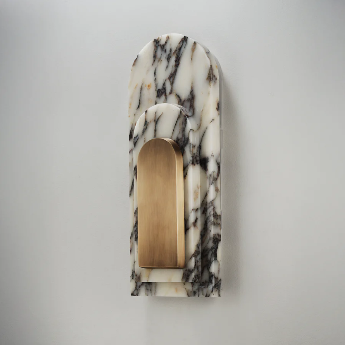 Staten Island Sconce (Calacatta Marble, Natural Brass)