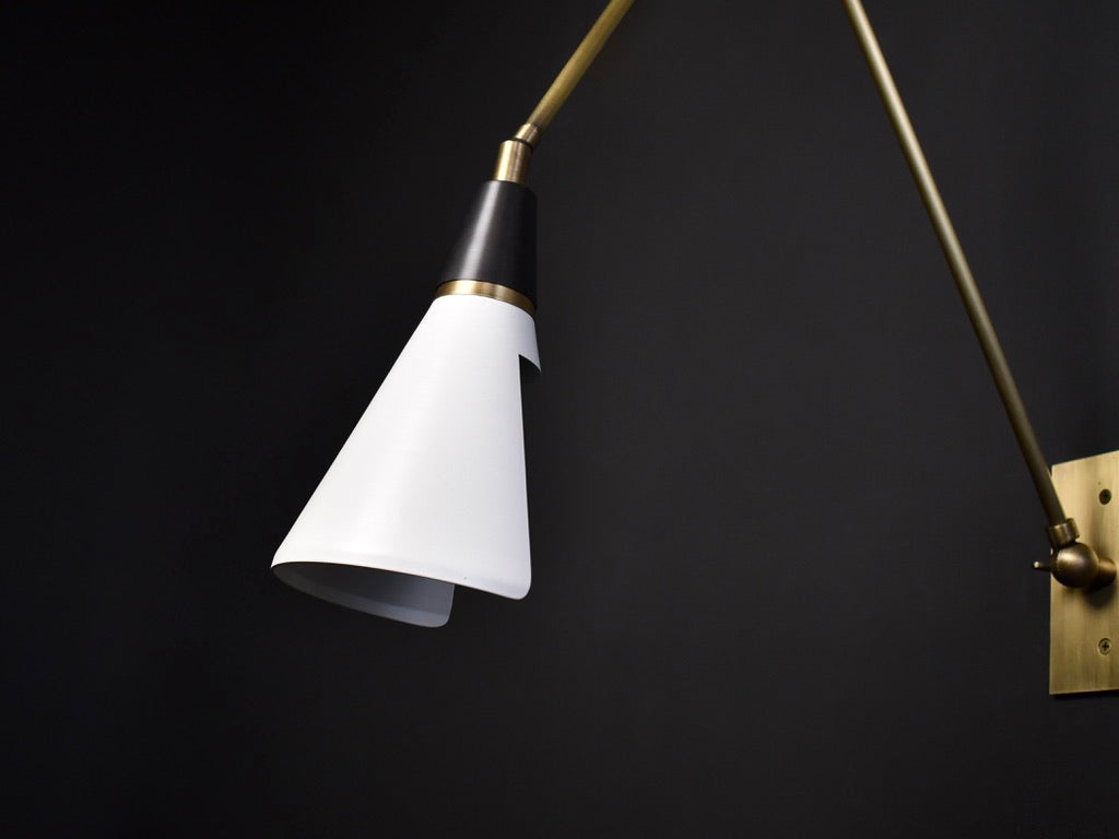 Magari Wall Lamp (Perfect White, Dark Bronze Enamel, Natural Brass)
