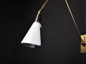 Magari Wall Lamp (Perfect White, Dark Bronze Enamel, Natural Brass)