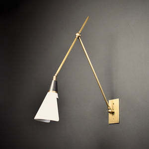 Magari Wall Lamp (Perfect White, Dark Bronze Enamel, Natural Brass)