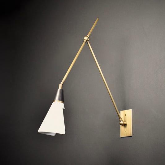 Magari Wall Lamp (Perfect White, Dark Bronze Enamel, Natural Brass)
