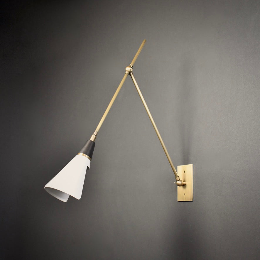 Magari Wall Lamp (Perfect White, Dark Bronze Enamel, Natural Brass)