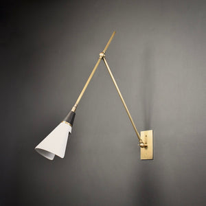 Magari Wall Lamp (Perfect White, Dark Bronze Enamel, Natural Brass)