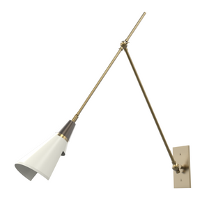 Magari Wall Lamp (Perfect White, Dark Bronze Enamel, Natural Brass)