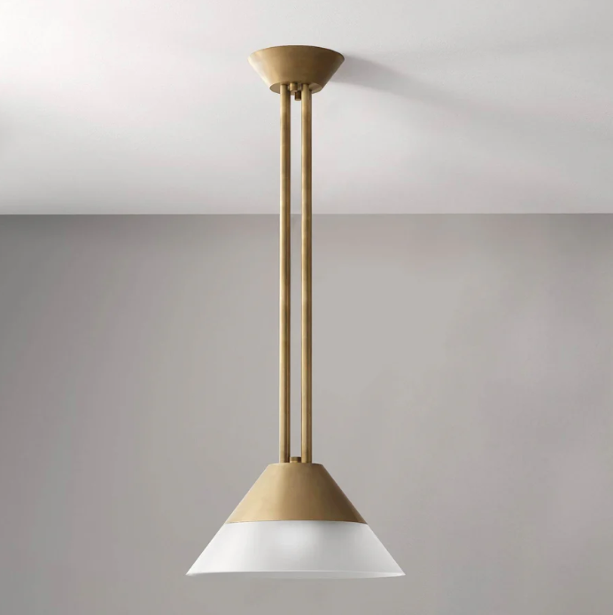 Paulson Pendant (Natural Brass, Frosted White Glass)