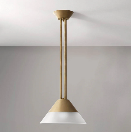 Paulson Pendant (Natural Brass, Frosted White Glass)