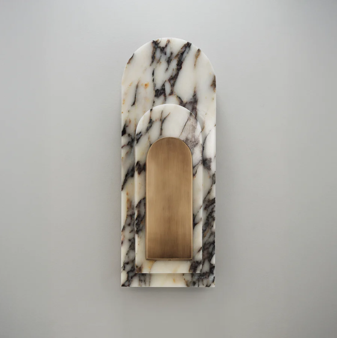 Staten Island Sconce (Calacatta Marble, Natural Brass)
